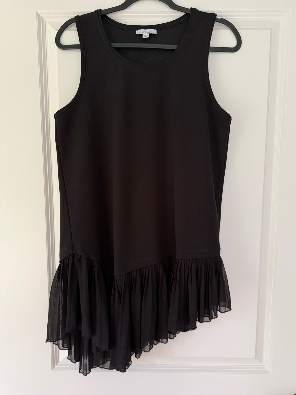 Halston Heritage Girls Black Sleeveless Dress with Asymmetrical Ruffle Hem
